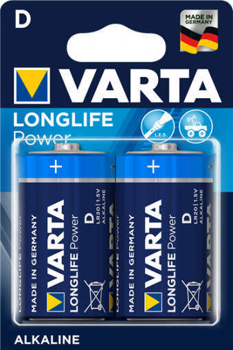 Алкални батерии LR20 D Longlife Power - Varta